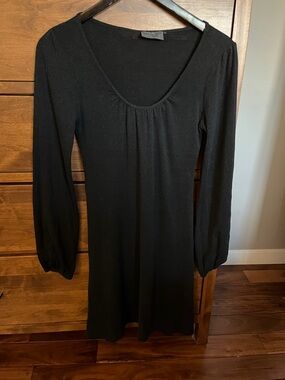 Michael Stars Black Long Sleeve Scoop Neck Dress